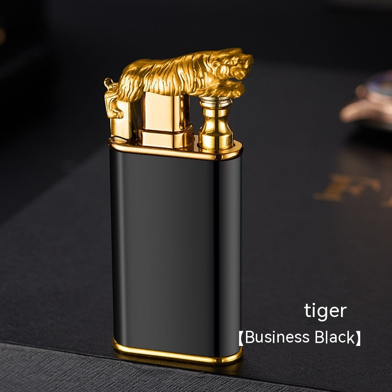 Creative Blue Flame Lighter Dolphin Dragon Tiger Double Fire Metal Winproof Lighter Inflatable Lighter