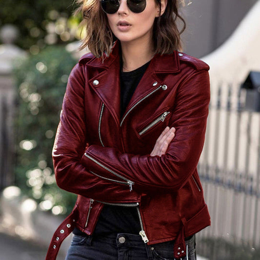 Faux moto leather jacket