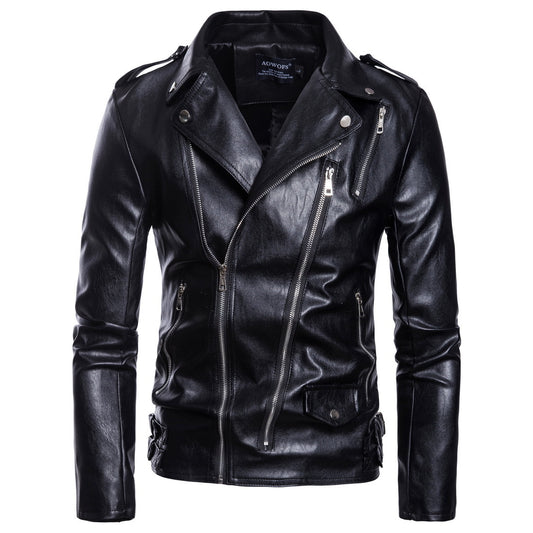 Multi-zip leather jacket