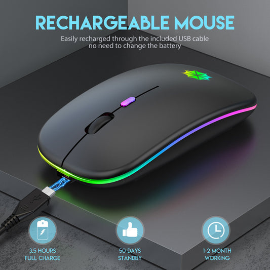 Rechargeable Work Wireless Silent Mouse RGB 1600DPI Mouse