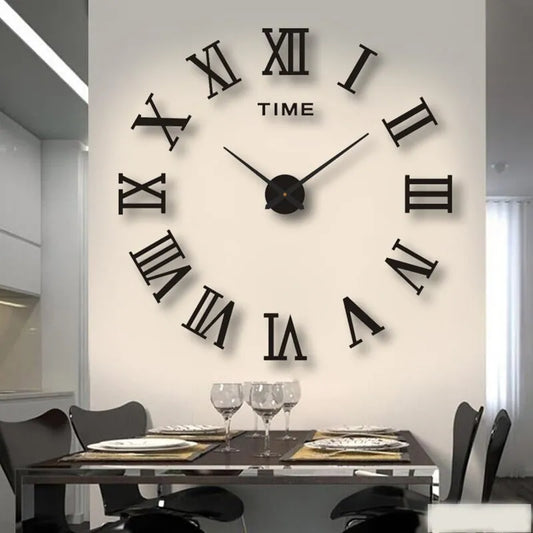 3D Acrylic Digital Wall Clock Roman Numerals Design Mirror Wall Clock