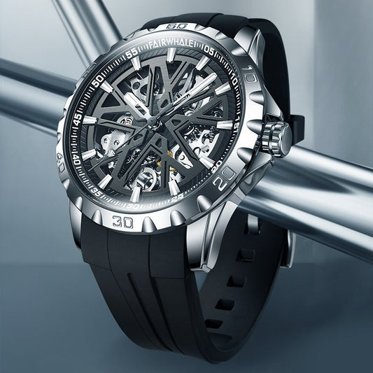 Mark Waffee Brand Watch Men's Automatic Hollow Mechanical Watch Tiktok Explosion Fashion Luxury Wristwatch