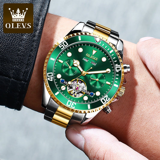Oris Brand Watch Multifunctional Mechanical Watch Green Waterproof Ghost Hollowed Out Men&amp;amp;amp;amp;#039;s Watch Men&amp;amp;amp;amp;#039;s Watch