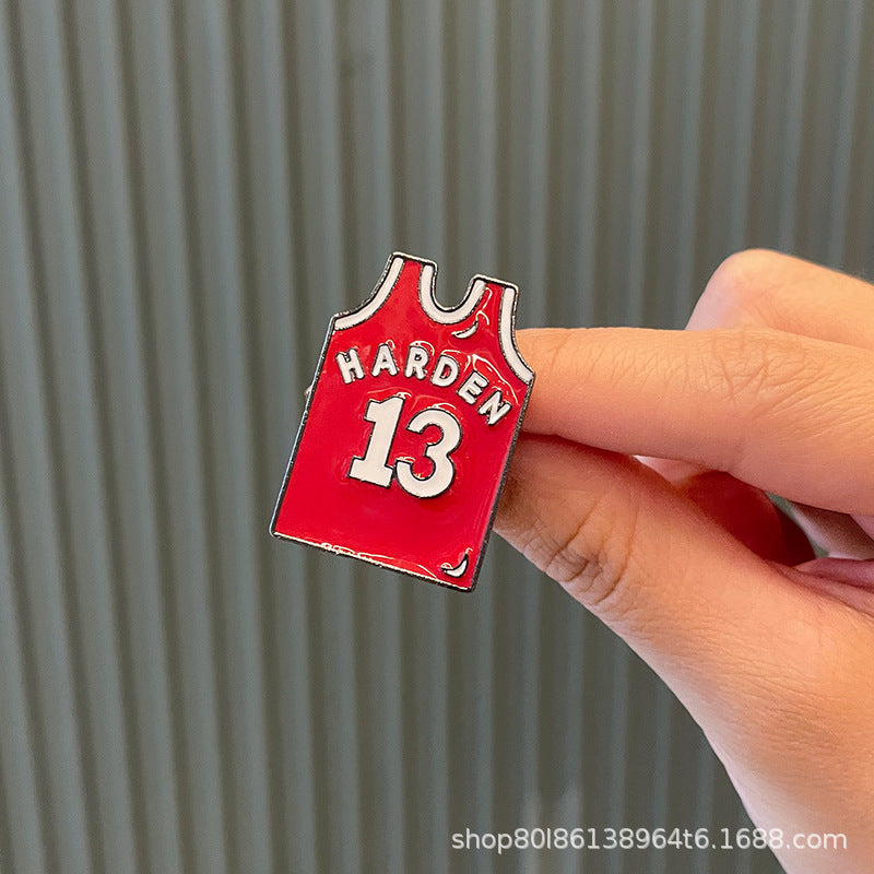 Digital Jersey Brooch NBA Basketball Star Kobe Jordan Metal Badge Men's Personality Clothing Bag Accessories Pin